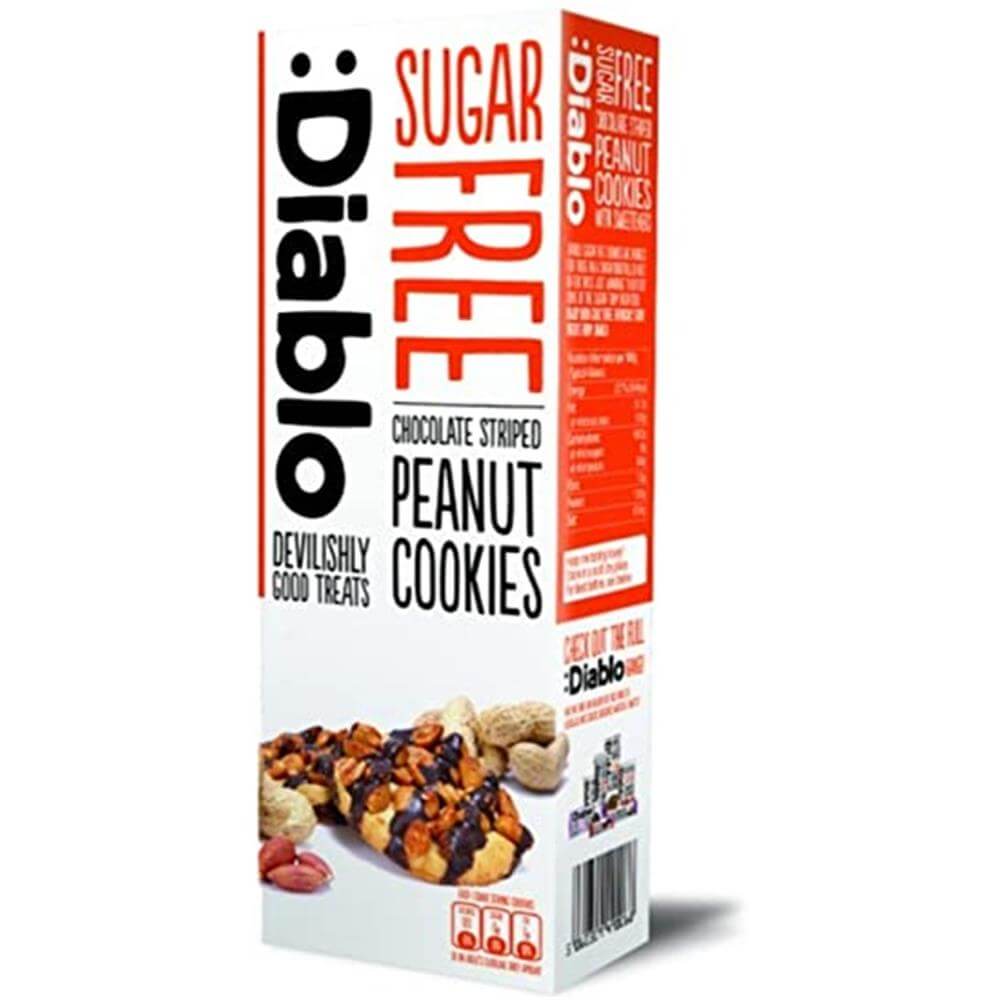 Diablo Sugar Free Chocolate Striped Peanut cookies 150g